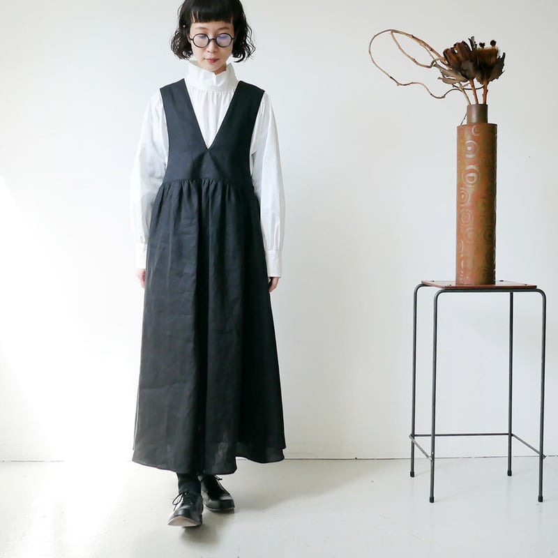 Alaris｜アラリス｜スクイードエプロンワンピース｜Black｜22-AP