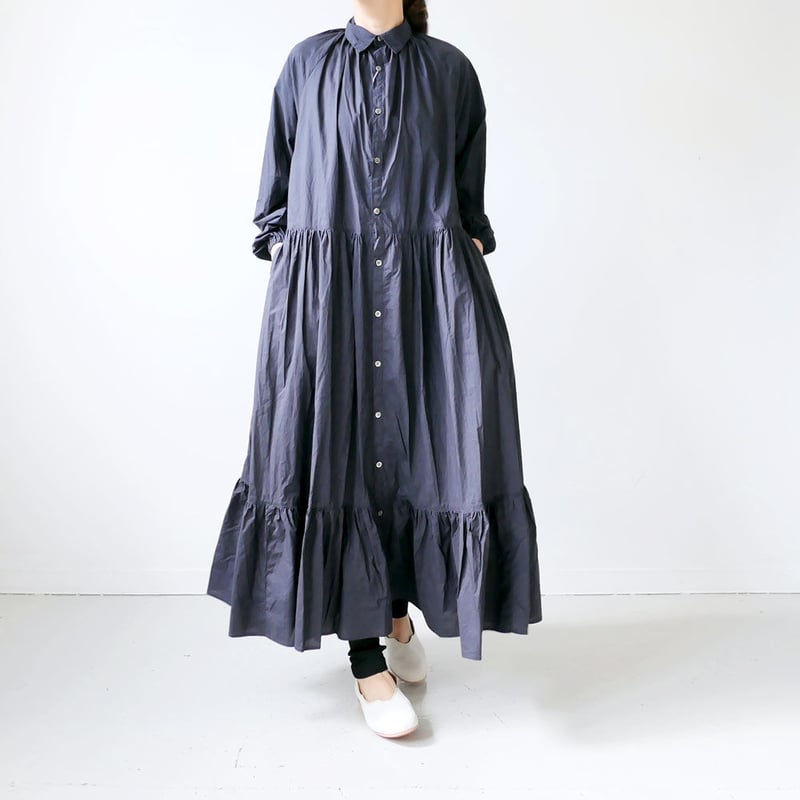 Universal tissu タイプライター　ギャザーシャツワンピース UNIVERSAL TISSU | ユニヴァーサルティシュ | シルキータイプ