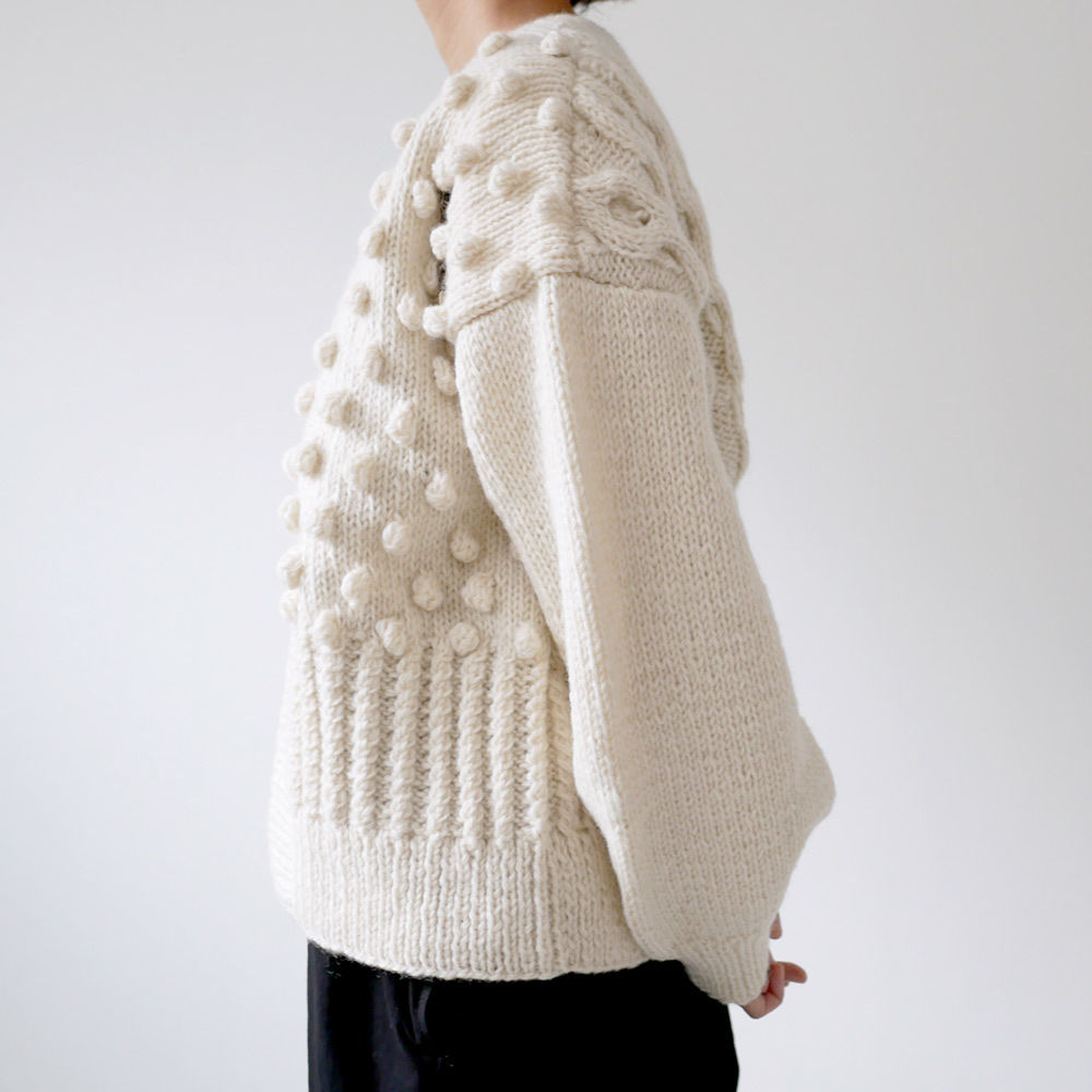 YETI ハンドニットカーディガン 手編み ヴィンテージ ケーブルニット