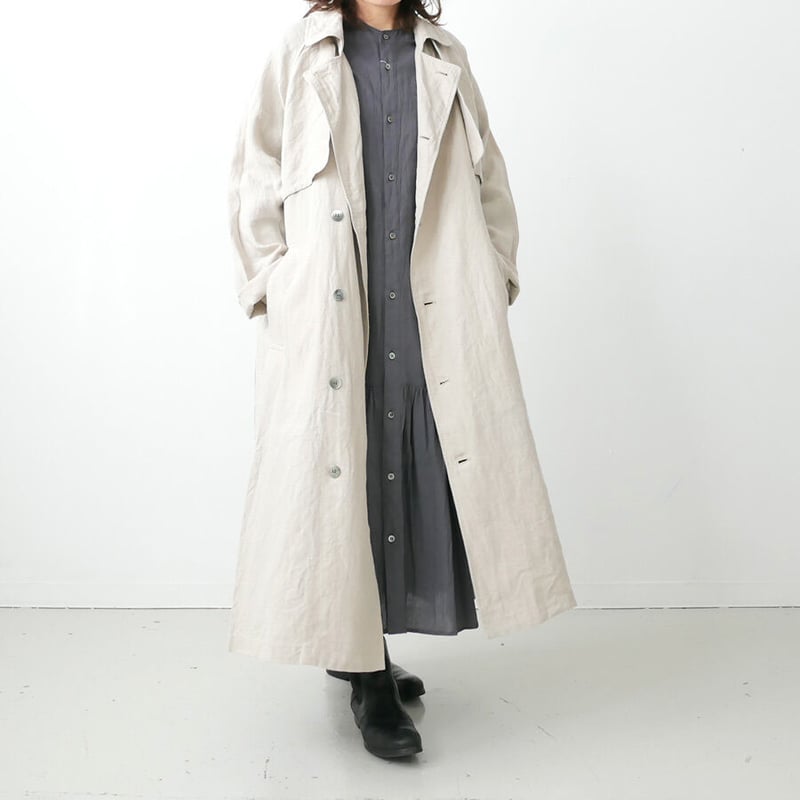 TISSU ティシュ リネンハイデンシティエフォートレストレンチコート　モカ TISSU ティシュ ハイデンシティエフォートレストレンチコート