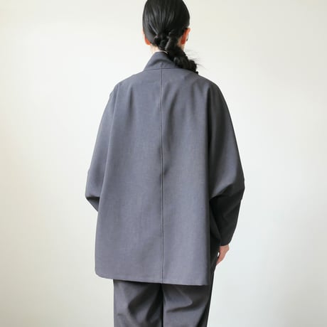 NO CONTROL AIR｜ノーコントロールエアー｜オクタグラムポリエステル・艶消平織ZIP スタンドカラー ブルゾン｜DR_NC0801BN｜DARK GREY MIX/BLACK