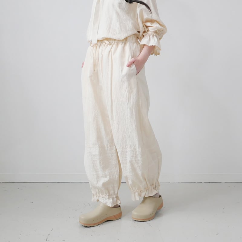 qiri｜キリ｜embroidery jacquard gather pants｜キナリ |