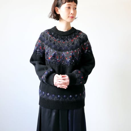 COOHEM| コーヘン | MOHAIR NORDIC KNIT P/O｜モヘアノルディックニット|BLACK｜11-214-031｜SIZEM