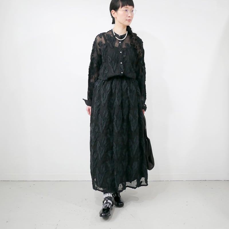 qiri ｜キリ｜tulip lace jacquard スカート｜Black | GOUAC