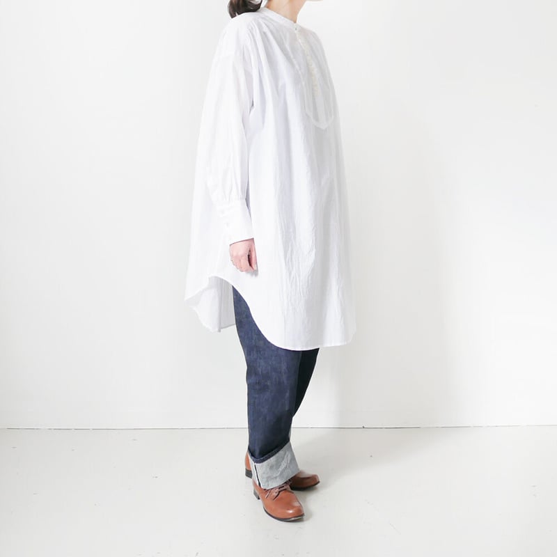 UNIVERSAL TISSU｜ ユニヴァーサルティシュ｜バンドカラーシェルボタン