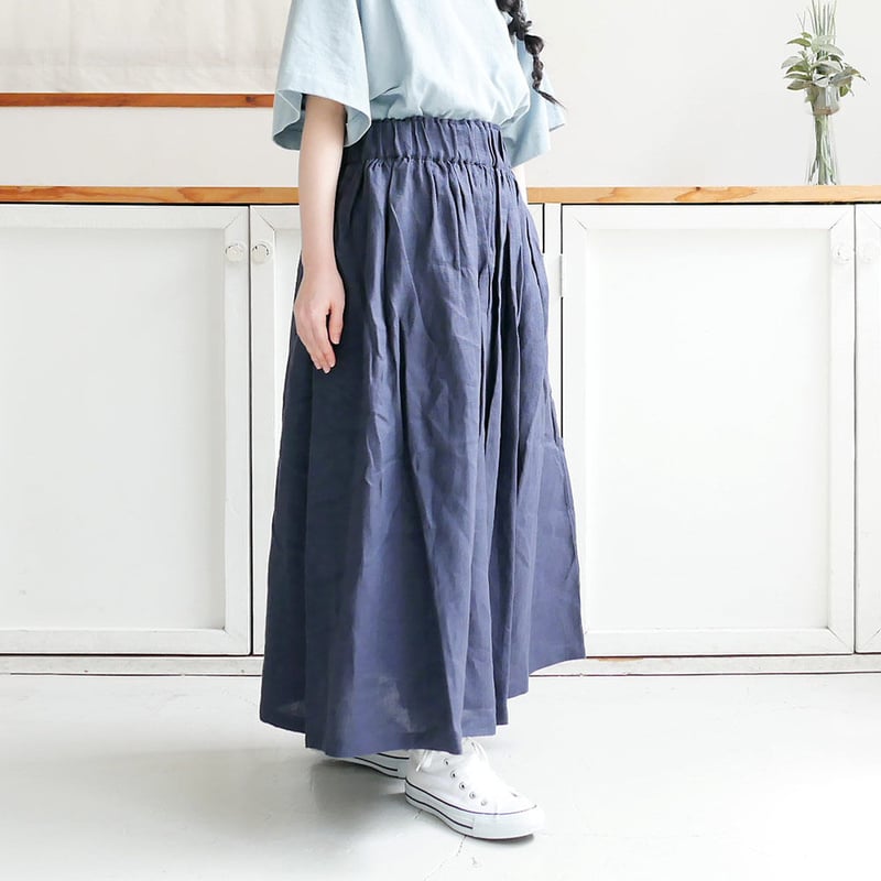 GOUACHE FUKUOKA ｜ガッシュ｜リネンタックロングスカート | NAVY | G