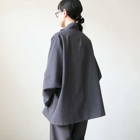 NO CONTROL AIR｜ノーコントロールエアー｜オクタグラムポリエステル・艶消平織ZIP スタンドカラー ブルゾン｜DR_NC0801BN｜DARK GREY MIX/BLACK