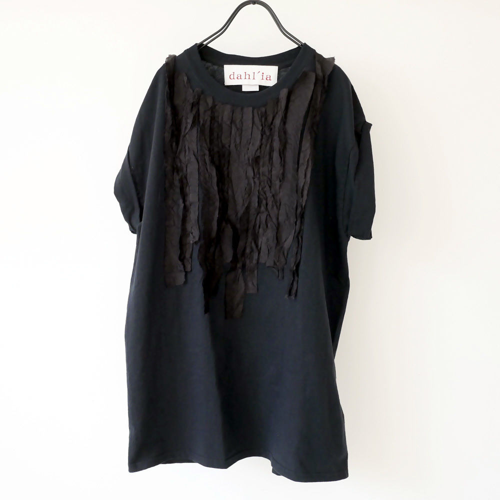 美品！dahl'ia ダリア キュプラフリルデコレーションリメイクTシャツ　黒 fit=scale-down,w=1200