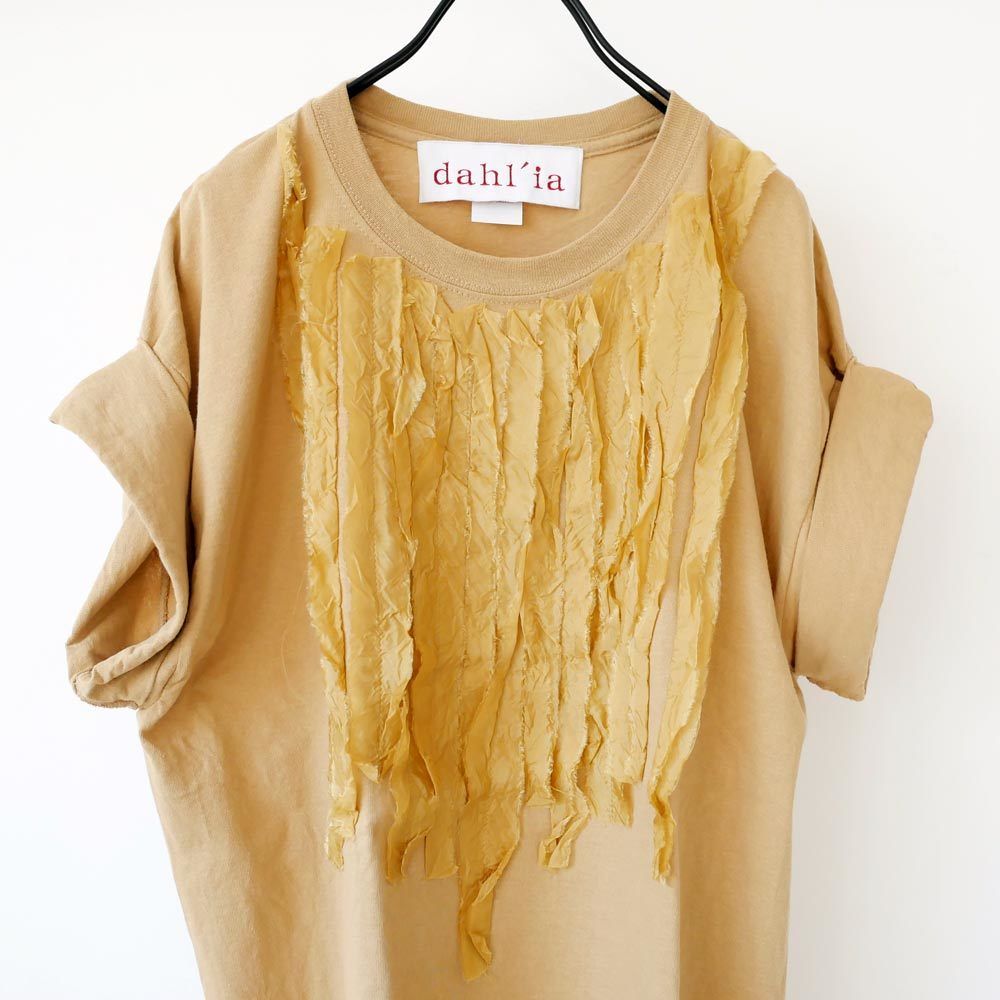 美品 dahl'ia ダリア キュプラフリルデコレーションリメイクBIGTee dahl'ia ｜ダリア ｜ キュプラフリルデコレーション・リメイク