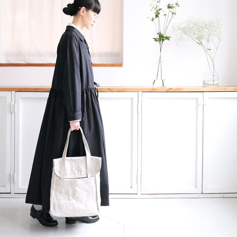g｜glam｜グラム｜ コットンダンプクロスリボン前開きワンピース｜g