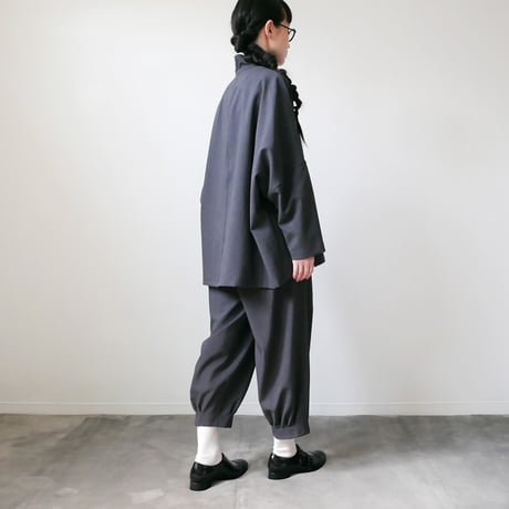 NO CONTROL AIR｜ノーコントロールエアー｜オクタグラムポリエステル・艶消平織ZIP スタンドカラー ブルゾン｜DR_NC0801BN｜DARK GREY MIX/BLACK