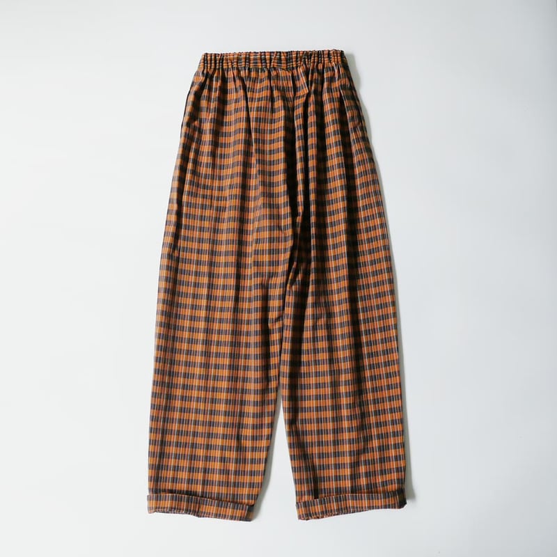 久留米かすり｜kasuri wide pants｜絣ワイドパンツ ｜十二立格子