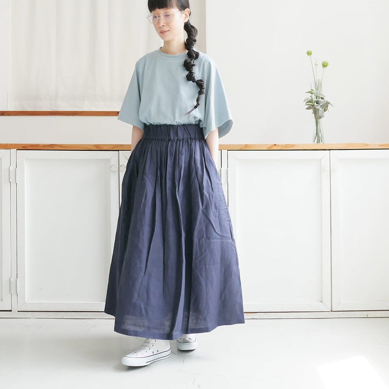 GOUACHE FUKUOKA ｜ガッシュ｜リネンタックロングスカート | NAVY | G