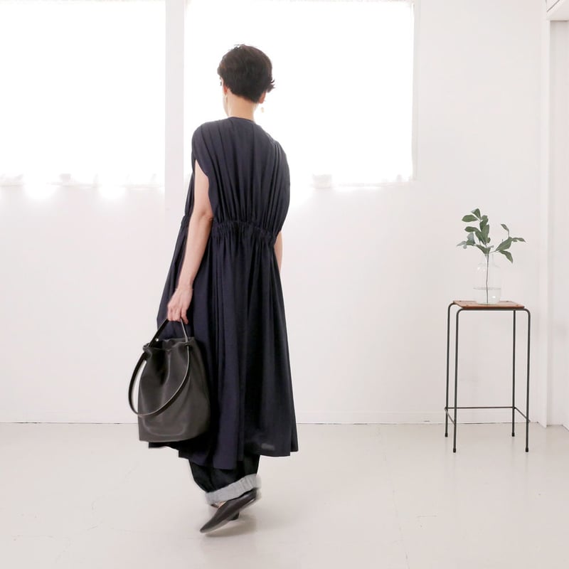 ⭐︎美品☆SACRAサクラ　トリアセテートギャザーワンピース SACRA｜ サクラ｜トリアセテートミックスローンギャザー
