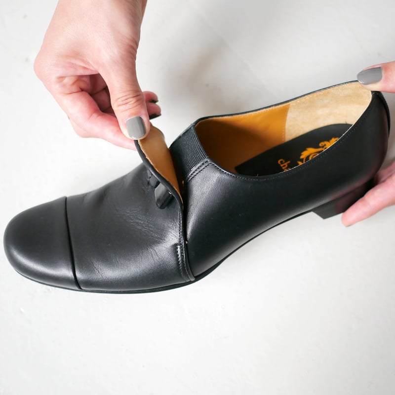 chausser｜ショセ｜スリッポン キャップトゥ シューズ｜C-2202｜BLACK