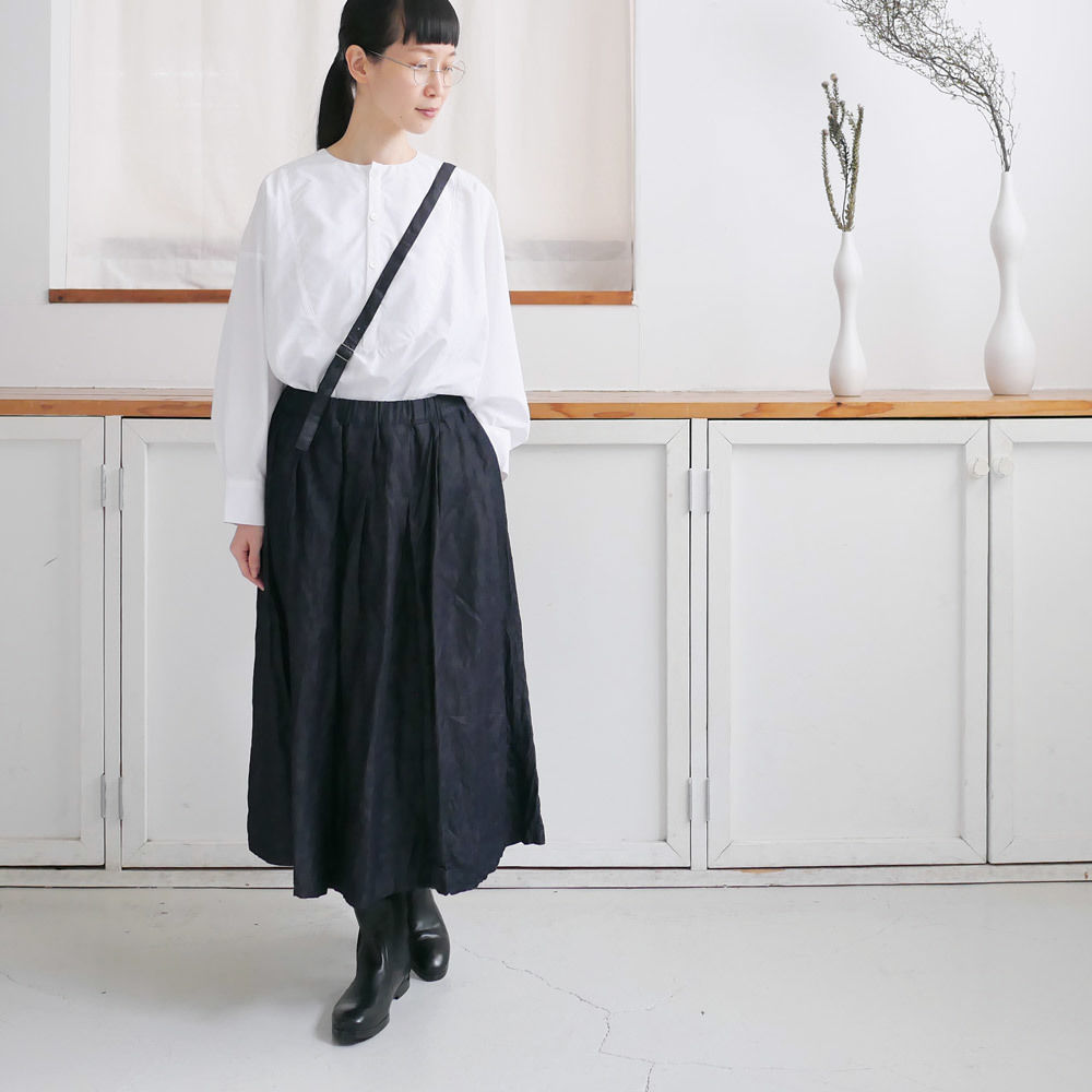 グラム （g ）コットンリネンタックワンショルダーデニムスカート g｜グラム｜ライトデニムワンショルダーデニムスカート｜INDIGO｜g