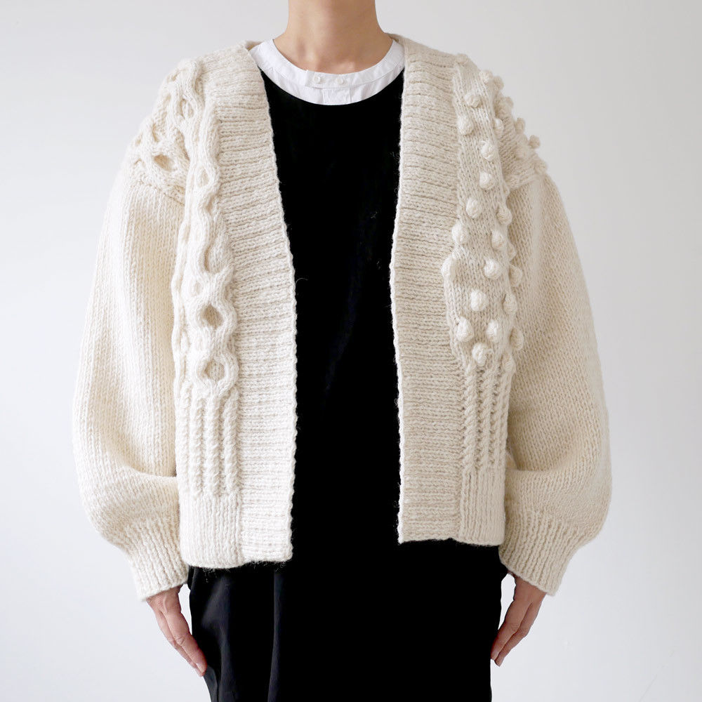 HARVESTY｜ハーベスティ｜ケーブルニットカーディガン ｜WHITE｜A61801 