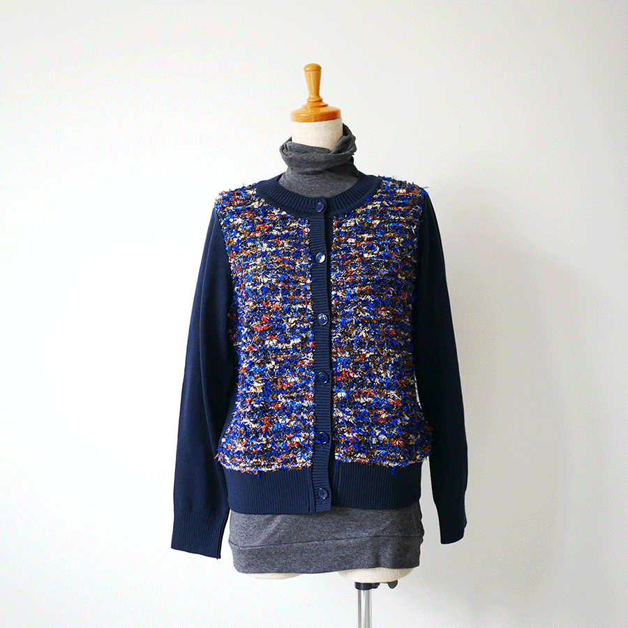 COOHEM| コーヘン | WOMEN_VIMAR TWEED CARDIGANN｜ツイードニットカーディガン|NAVY｜  11-214-001｜SIZEM