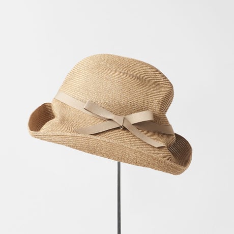 【超美品】mature ha 麦わら帽子 ベージュ系　ターコイズリボン 超美品】mature ha 麦わら帽子 ベージュ系 ターコイズリボン