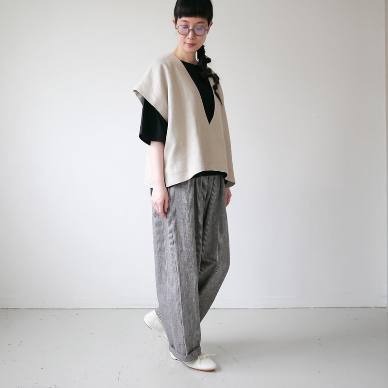 久留米かすり｜kasuri wide pants｜絣ワイドパンツ ｜グレン