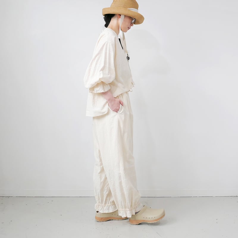 qiri｜キリ｜embroidery jacquard gather pants｜キナリ | 