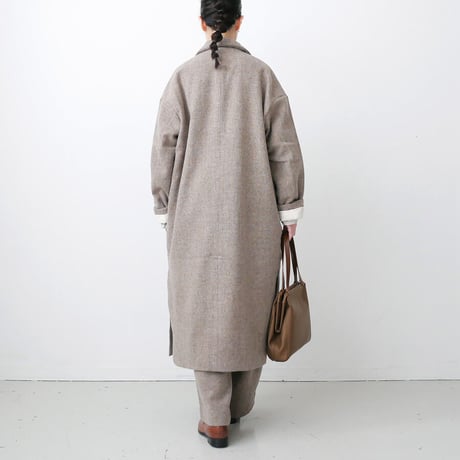 UNIVERSAL TISSU｜TISSU｜ユニヴァーサルティシュ｜ウールヘリンボーンツイードチェスターコート｜size1｜ベージュ｜TS183CO085