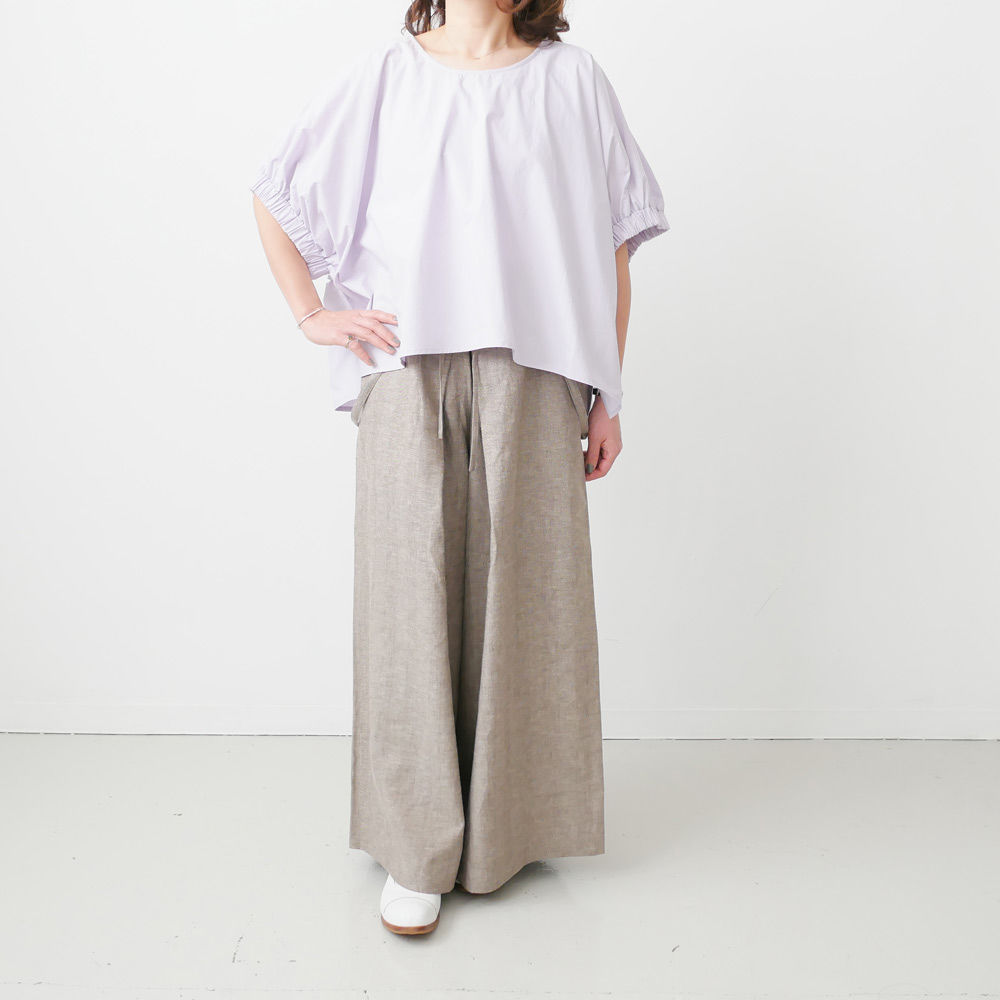 【ほだ】コットンリネンで作った昔もんぺ アッシュグレー・オリーブ シャンブレーリネンシャツ】ついつい手を入れたくなる ポケット付き