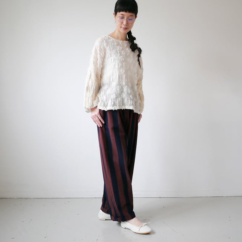 久留米かすり｜kasuri wide pants｜絣ワイドパンツ ｜大縞