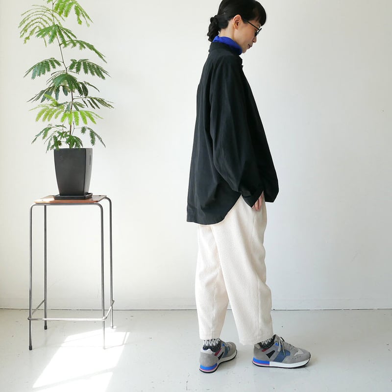 FIRMUM◆40/1オーガニックコットン強撚ノーカラーシャツ/汚れ有/S/コットン/GRY/FR0103SF FIRMUM｜フィルマム｜40/1 オーガニックコットン強撚ウェザー