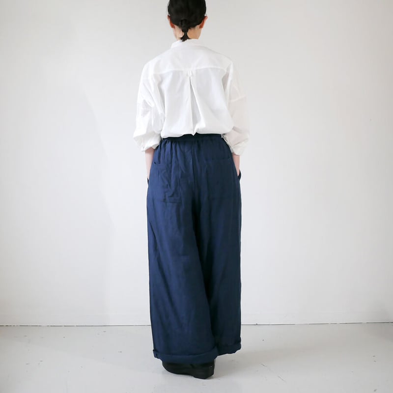 ゆず茶　ユニバーサルティシュ　リネン100%ワイドパンツ ゆず茶 ユニバーサルティシュ リネン100%ワイドパンツ UNIVERSAL