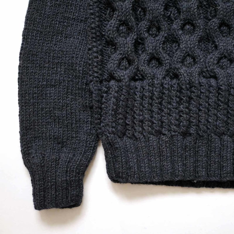 HARVESTY ネイビー ウールセーター A51803 HARVESTY｜ハーベスティ｜ケーブルニットプルオーバー ｜NAVY