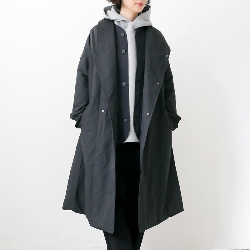 【関税込み】Rohe ブラック ショールカラー ラップコート The Loft Labo｜ロフトラボ｜ ショールカラーダブルダウンコート
