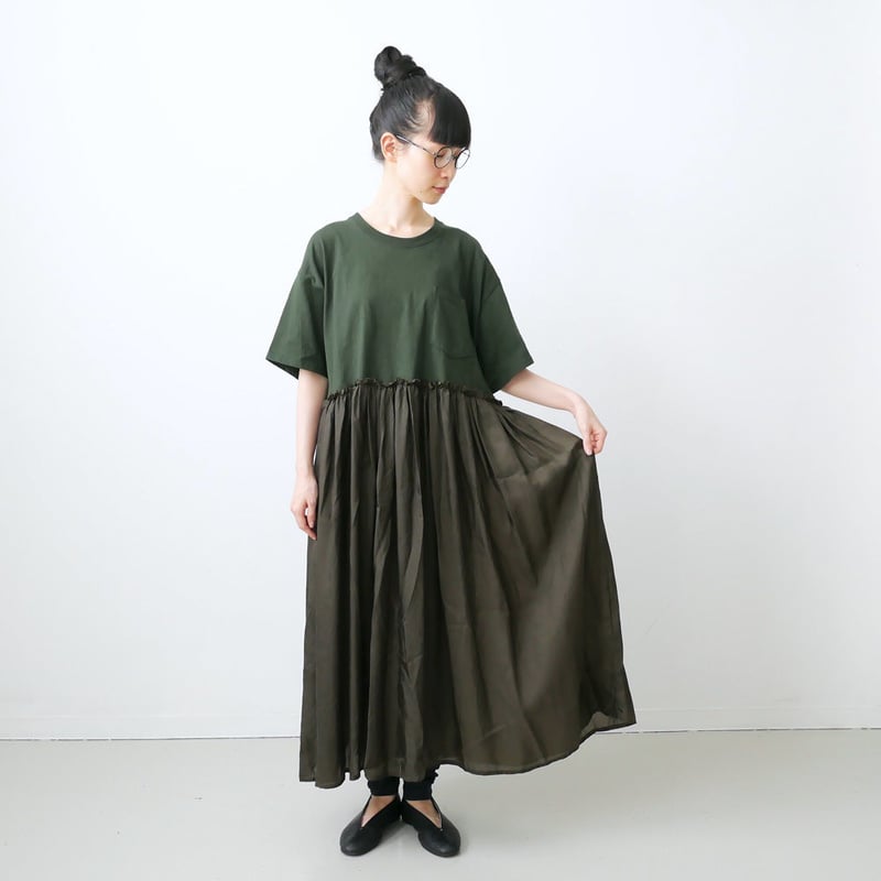 dahl'ia(ダリア)コットン ナイロン ウエストギャザー 切替 ワンピース・HD-41-1721401    レディース 女性 誕生日プレゼント ギフト 正規品 新品 dahl'ia ｜ダリア ｜コットンキュプウエスト切替えギャザーワンピース