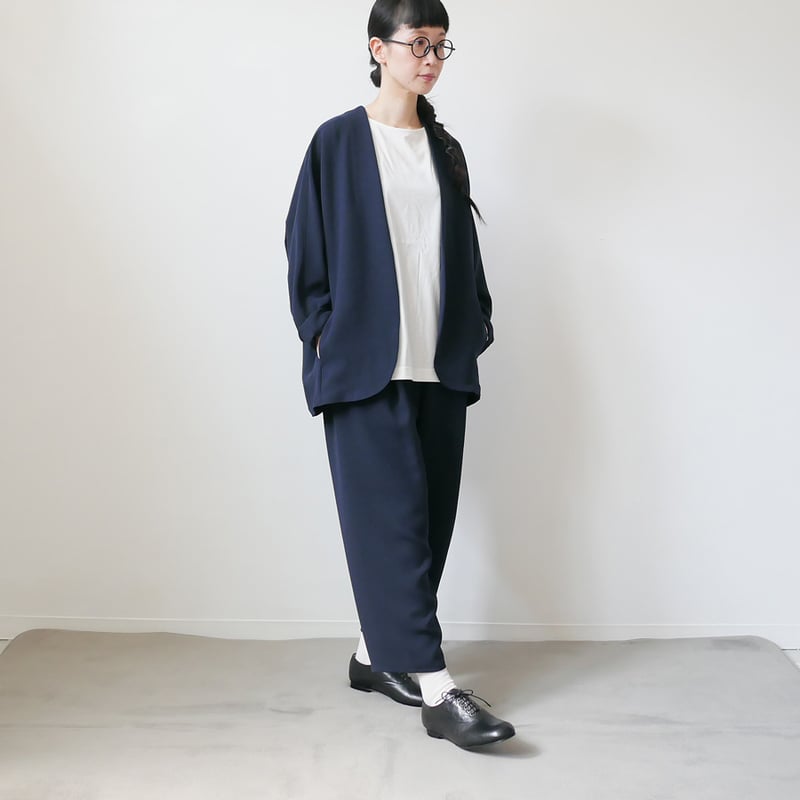 NO CONTROL AIR ノーカラージャケット 38 ネイビー 美品 NO CONTROL AIR｜ノーコントロールエアー｜ポリエステル・ドレープ