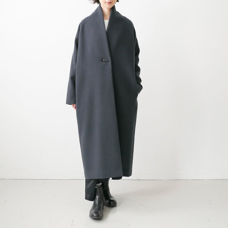 ✳︎SI • HIRAI モスグリーンロングコート SI-HIRAI｜スーヒライ｜ J NO COLLAR COAT｜CHAW25-4218｜IR
