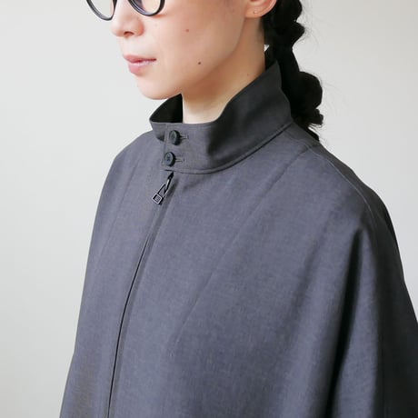 NO CONTROL AIR｜ノーコントロールエアー｜オクタグラムポリエステル・艶消平織ZIP スタンドカラー ブルゾン｜DR_NC0801BN｜DARK GREY MIX/BLACK