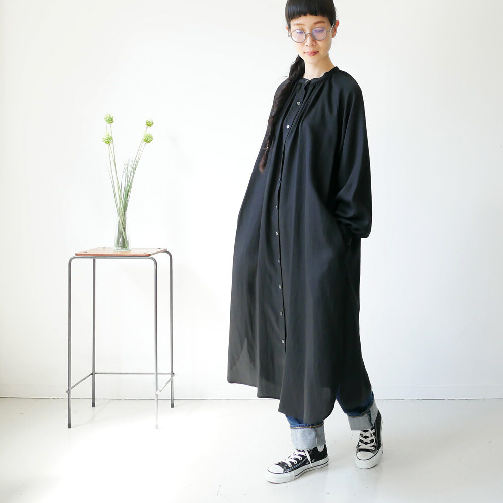si-si-si comfort】コットンシャツチュニック スモーキーブルー