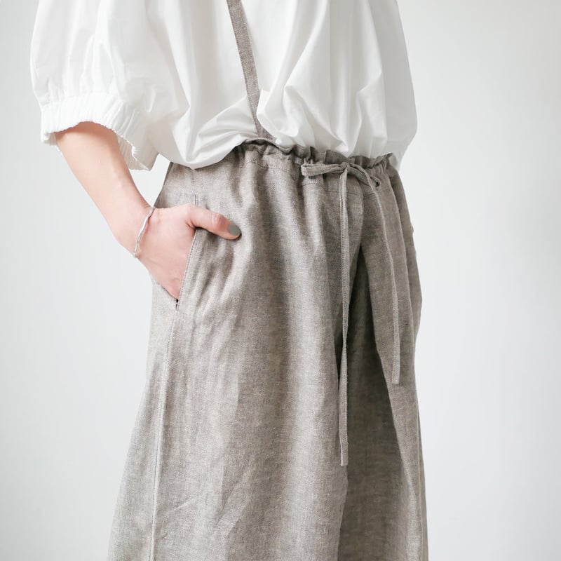 THE FACTORY ｜ザ・ファクトリー ｜L/C ヘリンボーン肩紐付きギャザー