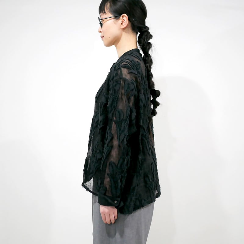 qiri ｜キリ｜tulip lace jacquard ブラウス｜Black | GOUAC