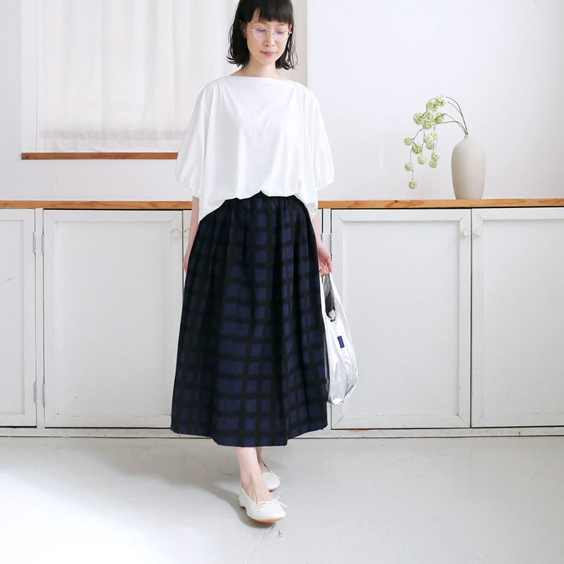 久留米かすり｜絣フレアスカート ｜弁慶格子｜GOUACHE FUKUOKA