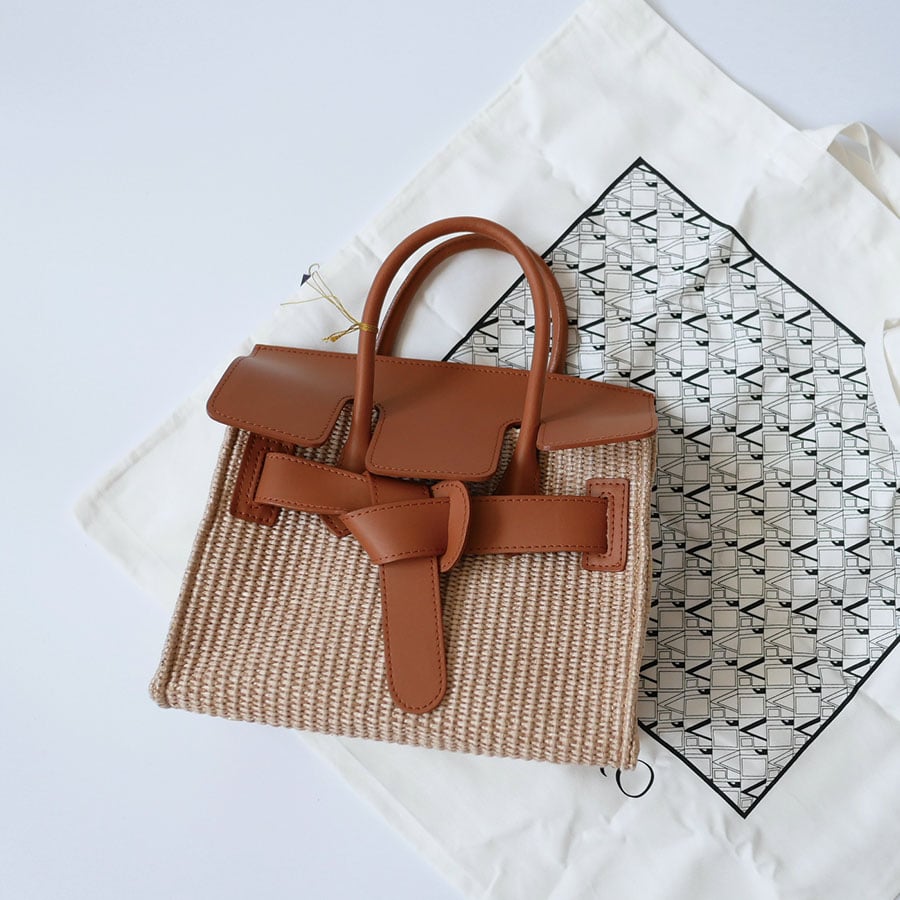 VIOLAd'ORO｜ヴィオラドーロ ｜ラフィアシートレザーBAG SANDRO｜V