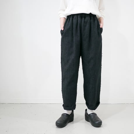 qiri｜キリ｜sashiko Jacquard ギャザーパンツ ｜6301PT001251｜チャコールグレー