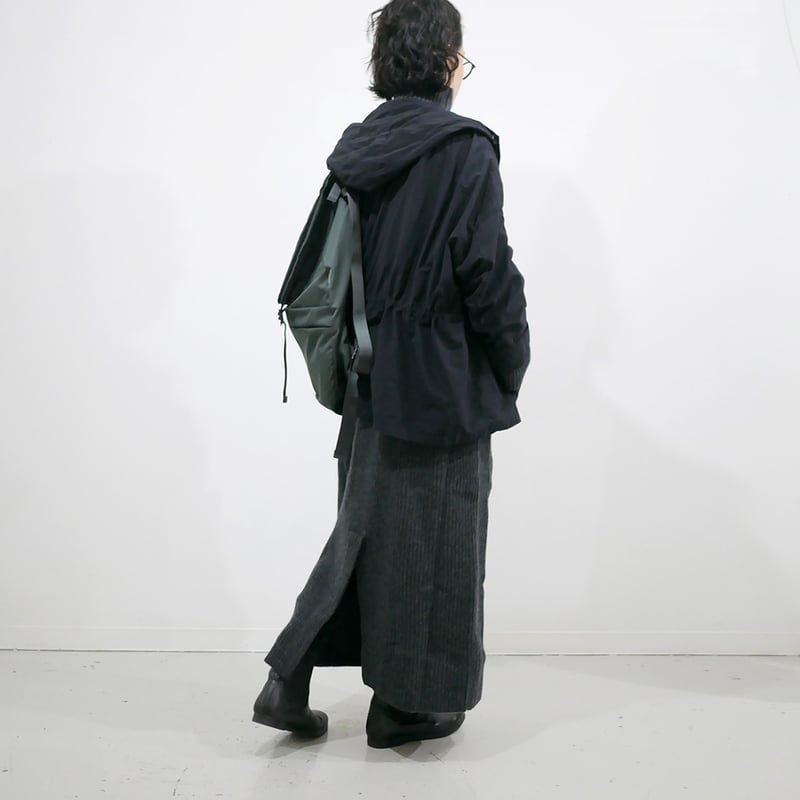 FIRMUM フィルマム　ナイロンタッサーフードコート　ブラック FIRMUM｜フィルマム｜ナイロン タッサー / ガーメントダイ ショート