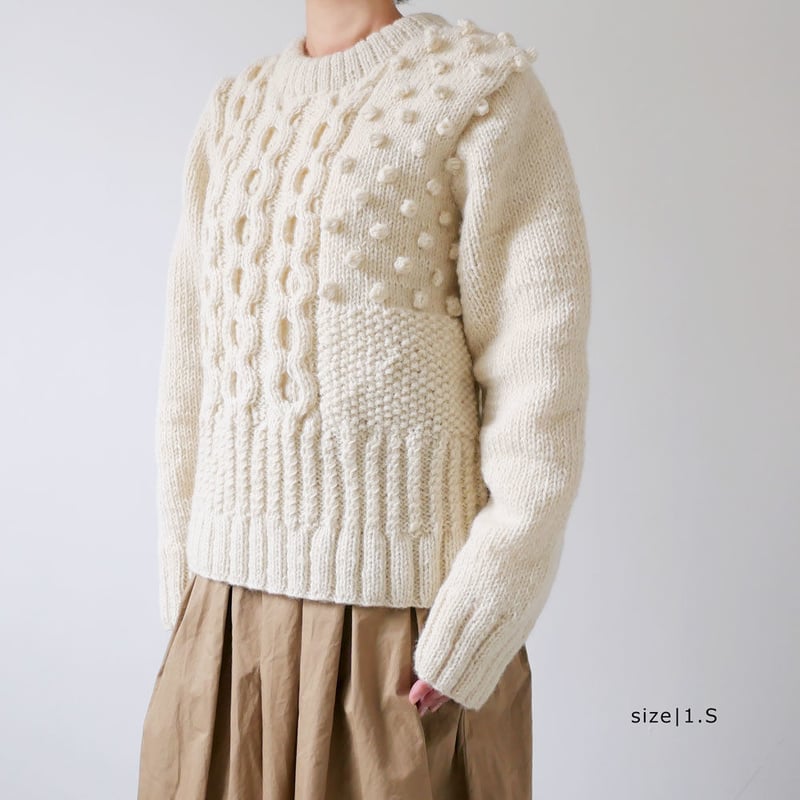 HARVESTY｜ハーベスティ｜ケーブルニットプルオーバー ｜WHITE｜A51803