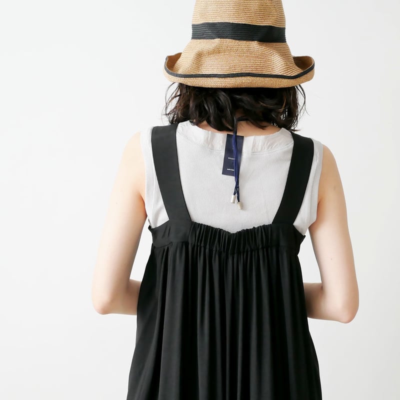 SACRA サクラ レーヨンシルク オールインワン ブラック SACRA｜レーヨン シルク サロペット RAYON SILK オールインワン