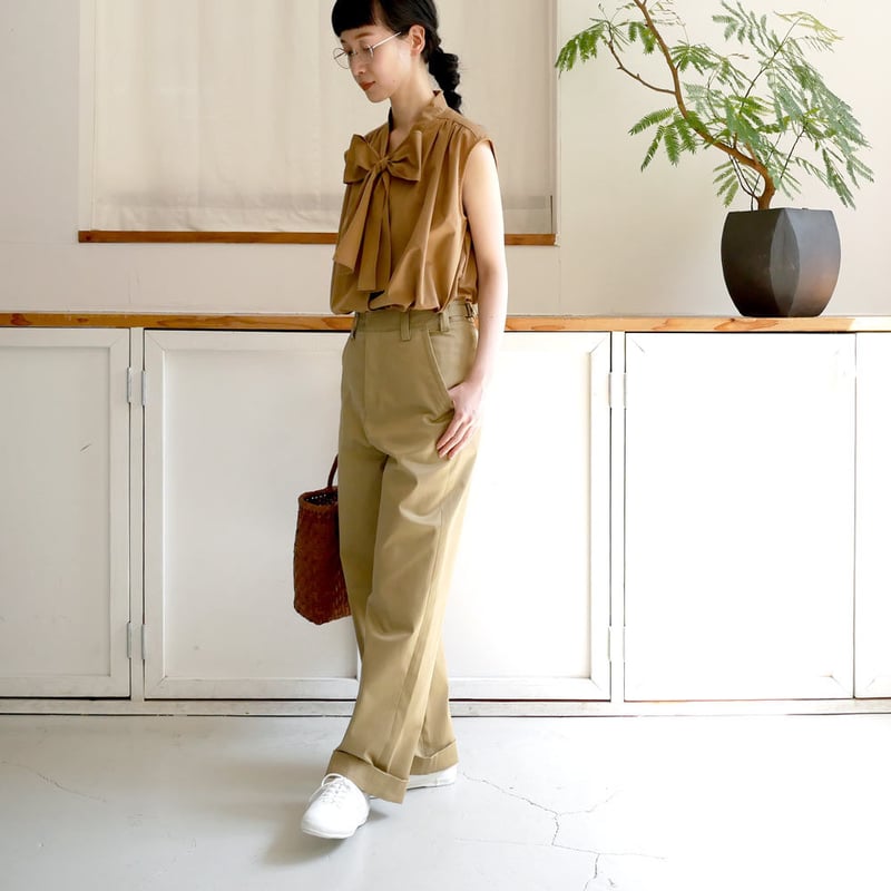 SACRA｜サクラ ｜ボウタイ ノースリーブ ブラウス｜120215031｜BEIGE