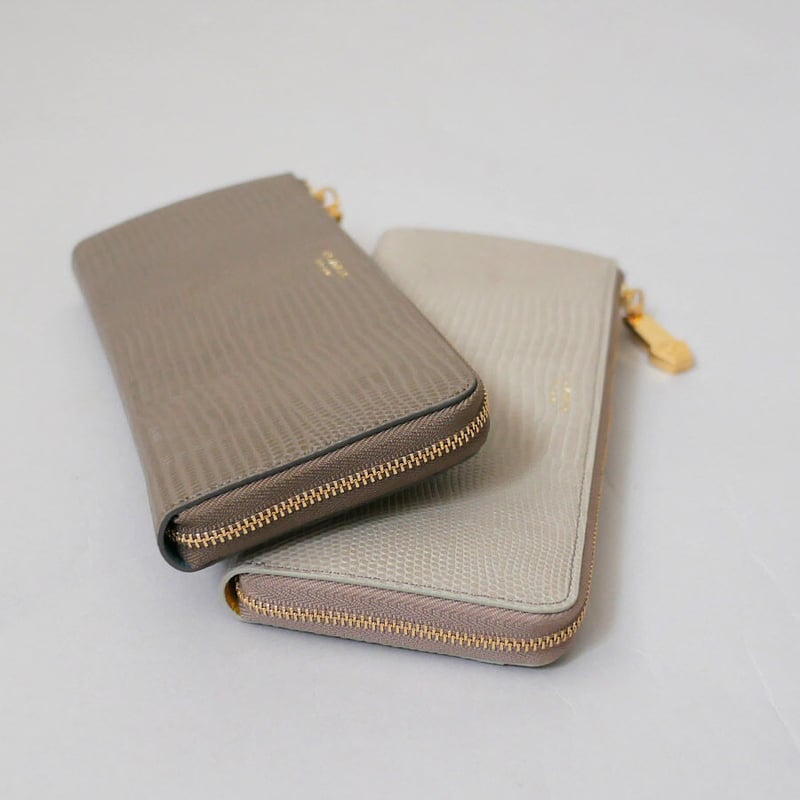 VIOLAd'ORO｜ヴィオラドーロ ｜リザード型押しレザー L字型財布｜ V