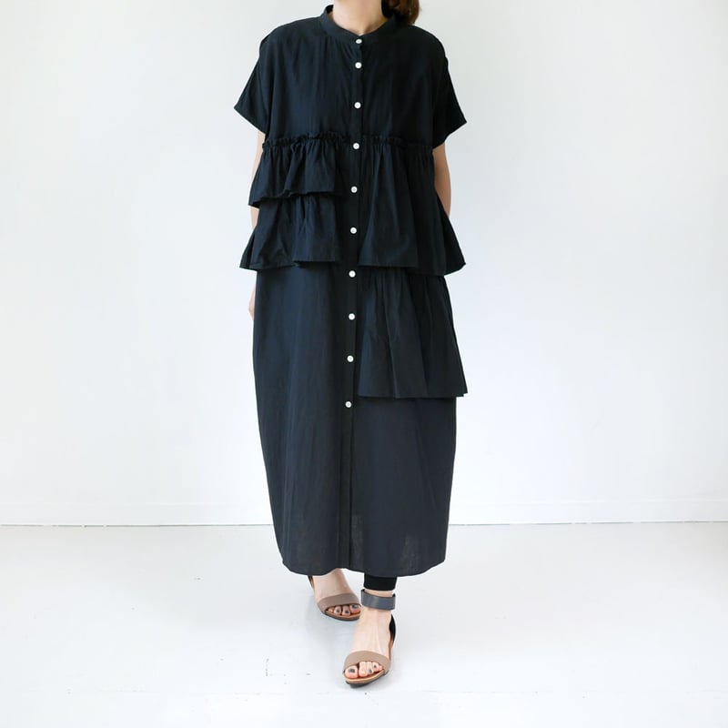 dahl'ia | ダリア |ティアードラッフルワンピース｜BLACK ｜DOP