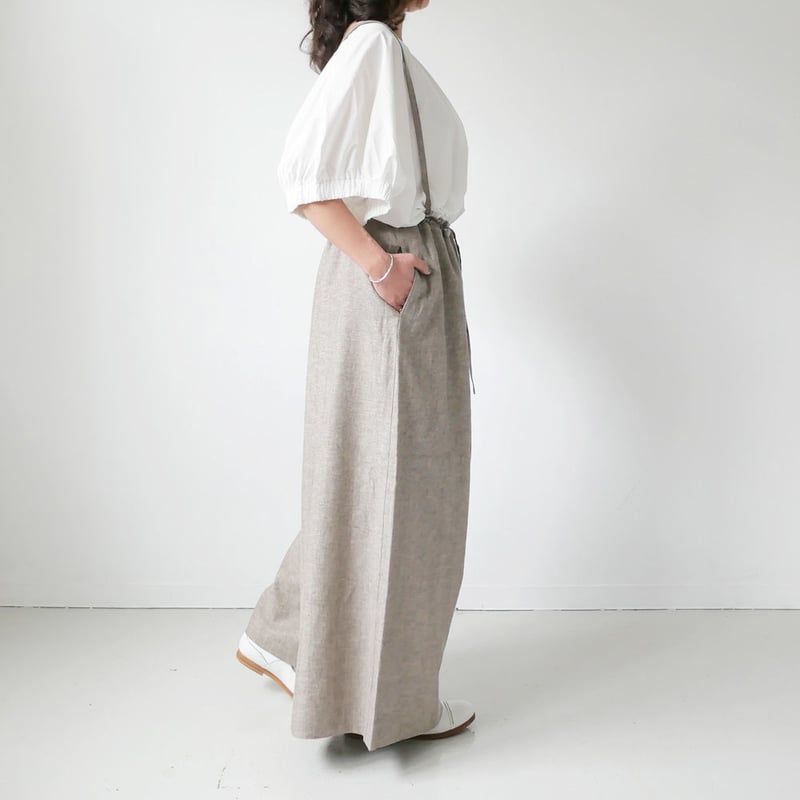 THE FACTORY ｜ザ・ファクトリー ｜L/C ヘリンボーン肩紐付きギャザー