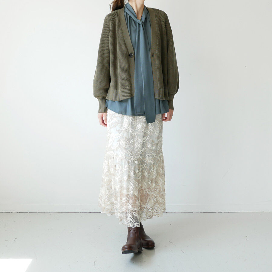 SACRA｜サクラ ｜TULLE EMBROIDERY LACE SKIRT｜チュール刺繍スカート｜121128121｜OFF WHITE